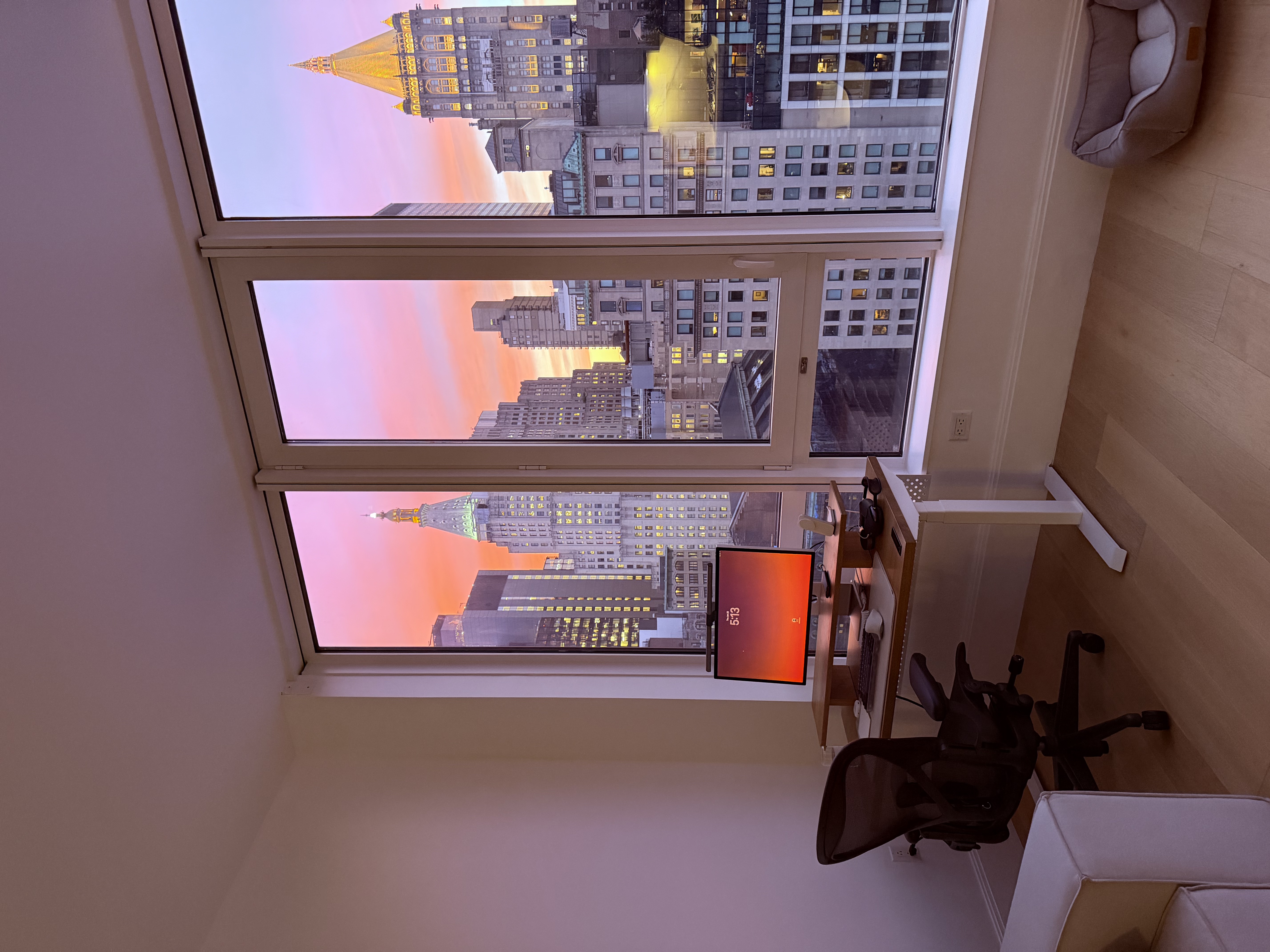 Desk setup at sunset